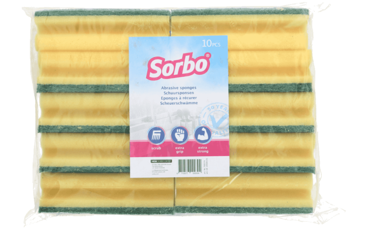 Sorbo schuurspons met handgreep 14x7x4,2cm 1 x 10 ST