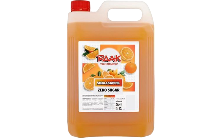Raak vruchtensiroop zero sinaasappel 4 x 5 L
