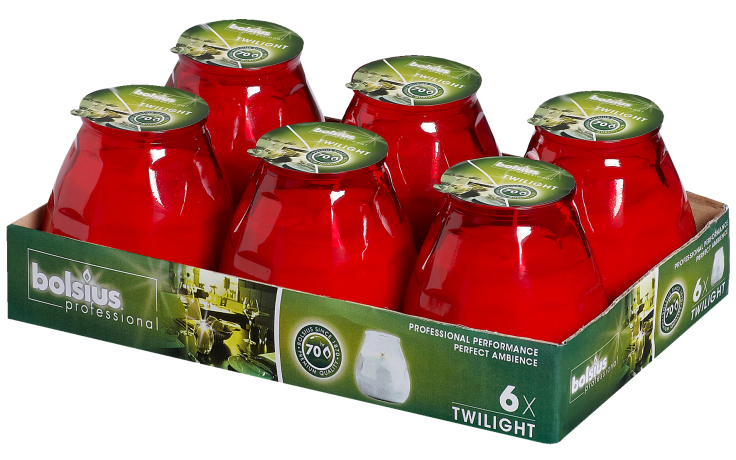 Bolsius twilight 104/99 rood 1 x 6 ST