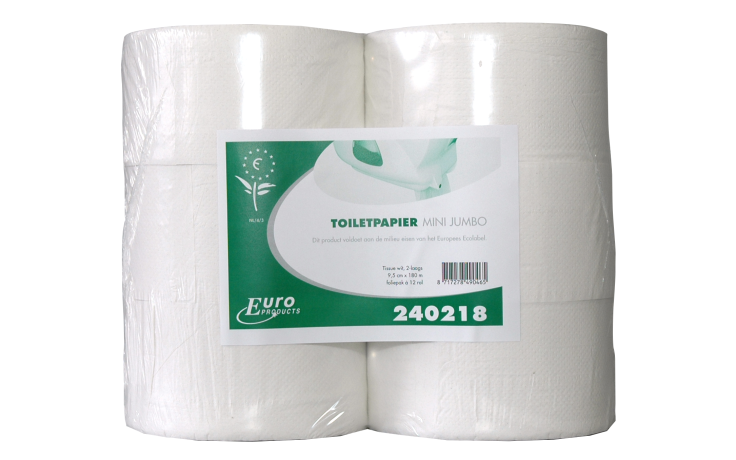Euro products toiletpapier mini jumbo 2 laags 180m 1 x 12 ST