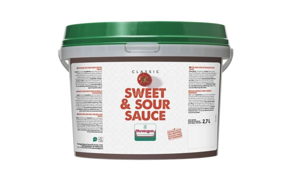 Verstegen sweet & sour saus emmer 1 x 2,7 L