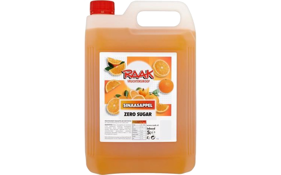Raak vruchtensiroop zero sinaasappel 4 x 5 L