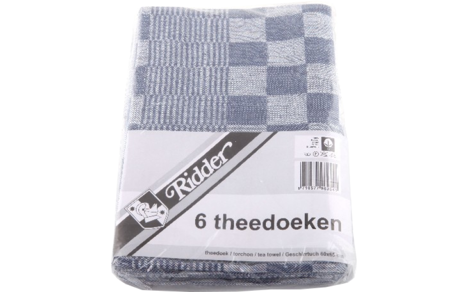 Sorbo theedoek blok blauw 60x65cm 1 x 6 ST